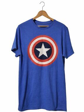 Marvel Captain America Shield T-Shirt Blue Medium MaAvengers Comic Tee Graphic